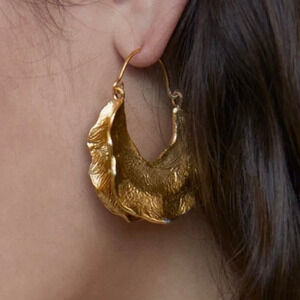 NEW Earrings Chunky Hoop Crumpled Molten Metal Trending Jewelry Gold F022